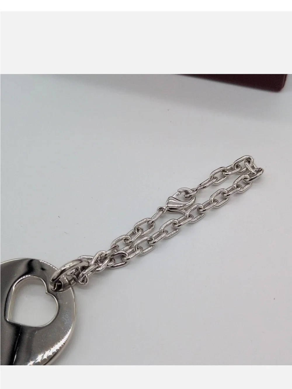 Cartier silver tone heart cut out bag charm/Key Holder with Box EUC